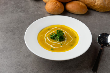 roasted pumpkin soup with herbs