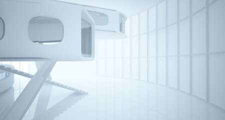 White smooth abstract architectural background. 3D illustration and rendering