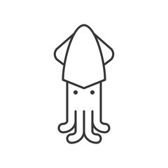 squid icon, set of ocean life, line design vector