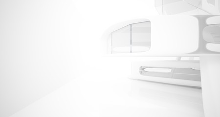 White smooth abstract architectural background. 3D illustration and rendering