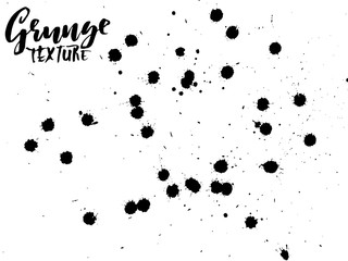 Handdrawn grunge texture. Abstract ink drops background. Black and white grunge illustration. Vector watercolor artwork pattern.