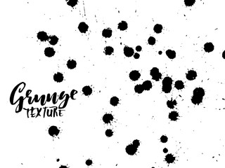 Handdrawn grunge texture. Abstract ink drops background. Black and white grunge illustration. Vector watercolor artwork pattern.
