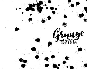 Handdrawn grunge texture. Abstract ink drops background. Black and white grunge illustration. Vector watercolor artwork pattern.