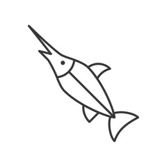 swordfish icon, set of ocean life, line design vector