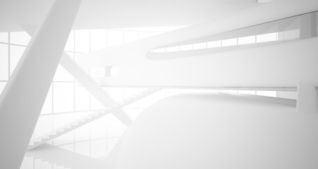 White smooth abstract architectural background. 3D illustration and rendering