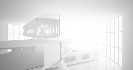 White smooth abstract architectural background. 3D illustration and rendering