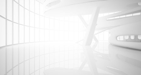 White smooth abstract architectural background. 3D illustration and rendering