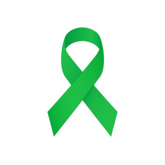 Green ribbon on a white background, as symbol mental health. - 213579553