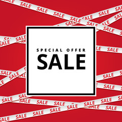 Christmas sale red tape ribbon background