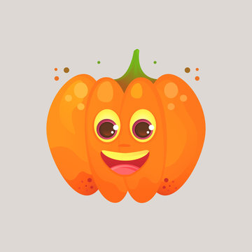 A cheerful, positive character with a cartoon pumpkin. To the autumn holiday Halloween. Sticker for the messenger and other communication links.