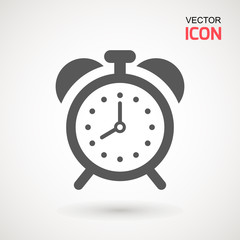 Alarm Clock icon vector, Flat design style. Simple watch icon. Wake up, get up concept, Time sign isolated on white background.