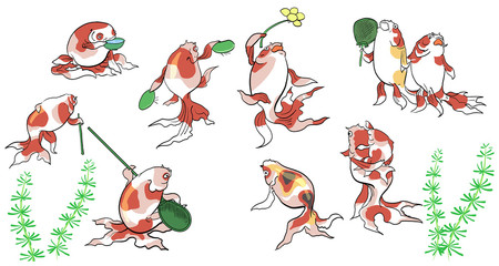 Naklejka premium 金魚づくし