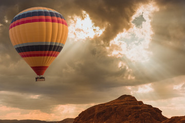 Hot Air Balloon travel over desert