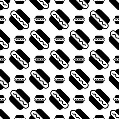 Hot Dog Icon Seamless Pattern