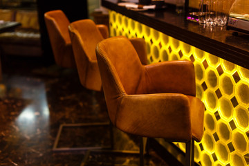 retro bar with leather chairs