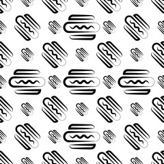 Hot Dog Icon Seamless Pattern