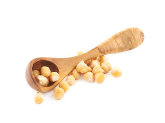Pile of cooked chick peas isolated