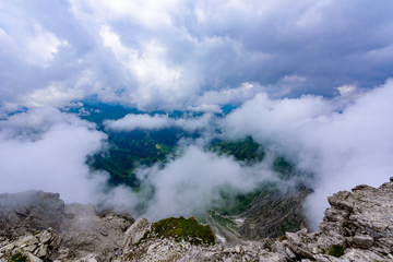 Mountain Widderstein in the valley Kleinwalsertal in the Allgau Alps in Austria, Beautiful Landscape Scenery in Europe