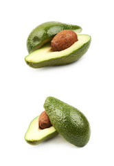 Cut sliced ripe avocado isolated
