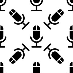 Microphone Icon Seamless Pattern