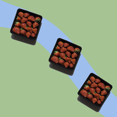 strawberries textured, pop and contemporary graphic still life © aledesun