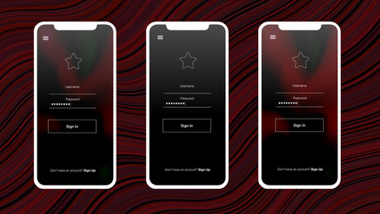 Dark Red vector design ui kit with telephone.