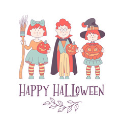 Happy Halloween vector illustration. Hand drawn greeting card, invitation for a Halloween party.