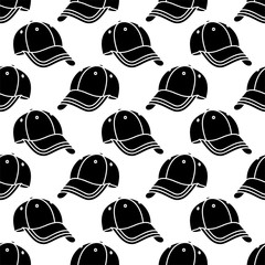 Baseball Cap Icon Seamless Pattern