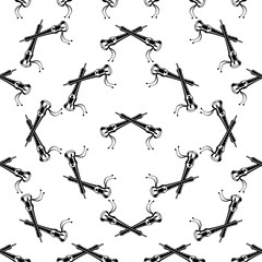 Shehnai Icon Seamless Pattern, Double-Reed Conical Oboe Of India, Music Instrument