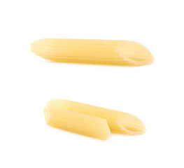 Dry penne pasta isolated