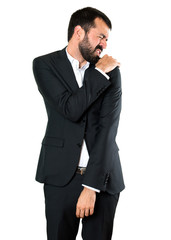 Fototapeta premium Handsome businessman with shoulder pain