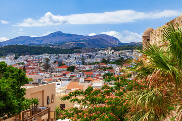 View across the rooftops of Rethymno, Crete, Greece