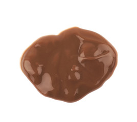 Puddle of chocolate pudding isolated
