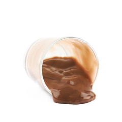 Glass shot of chocolate pudding