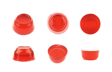 Red jelly dessert isolated