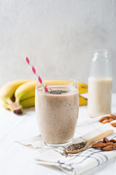 Healthy smoothie banana almond milk chia