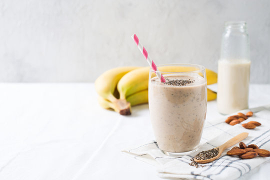 Healthy Smoothie Banana Almond Milk Chia