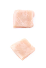 Slice of raw chicken meat isolated