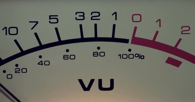 Vintage analog volume meter (VU) on the reel recorder