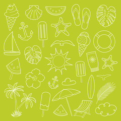 Vintage summer icons - big collection. Vector.