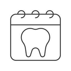 Appointment with dentist, simple outline icon dental care set