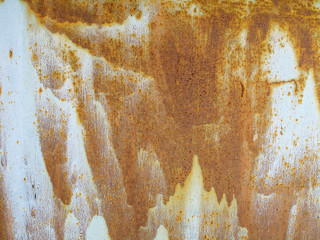 Weathered rusty metal abstract texture. Grunge background with paint stains