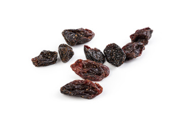 Dark raisins isoalted on white background
