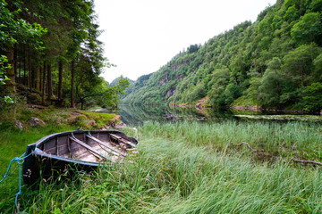 Boat at a lake near Hosanger in Norway