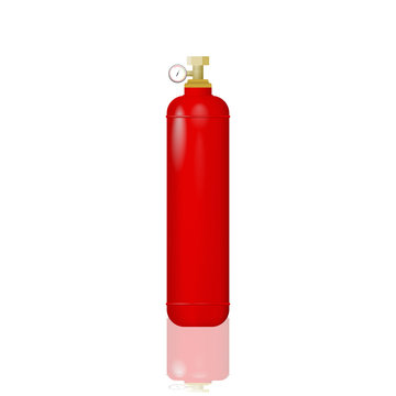 Red cylinder with liquefied gas. Vector illustration of an lpg. Methane, propane, butane, natural gas for house heating 
