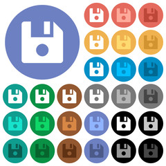 File record round flat multi colored icons