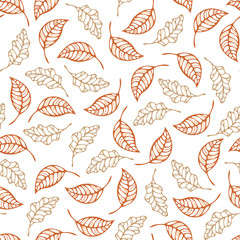 Vector seamless pattern of autumn leaves.