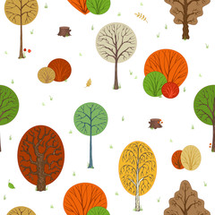 Autumn forest. Vector seamless pattern.