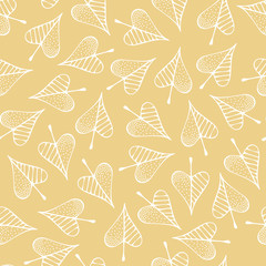 Vector seamless pattern of linden leaves.