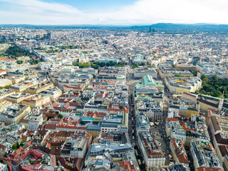 Fototapeta na wymiar View of Vienna in Austria from the air